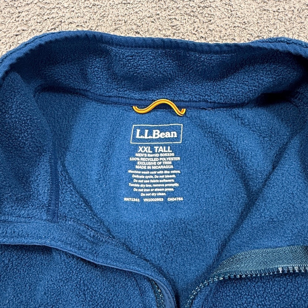 L.L.Bean Vest Mens 2XL Tall‎ Blue Fleece Full Zip Pockets Recycled Polyester - Picture 6 of 11